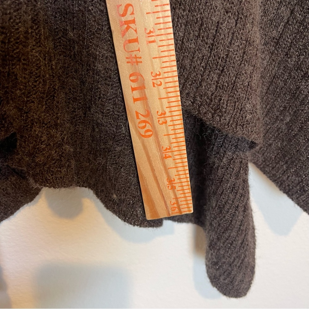 Chicos Wool Blend Poncho Sweater One Size Chocolate Brown Cozy Warm Lagenlook - Picture 9 of 13